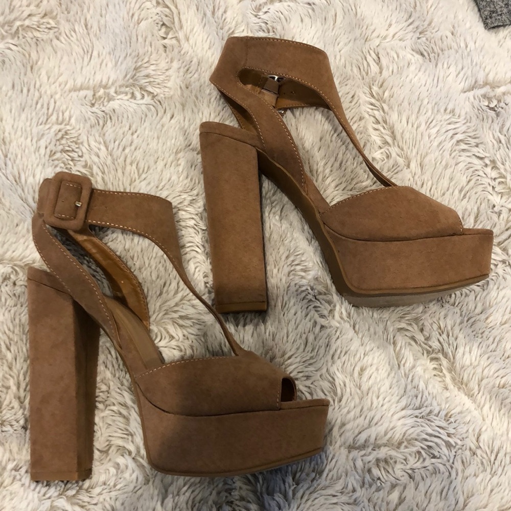 Never worn Bamboo brand stacked heel.